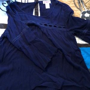 Women’s Three Pink Hearts Navy Blue Top